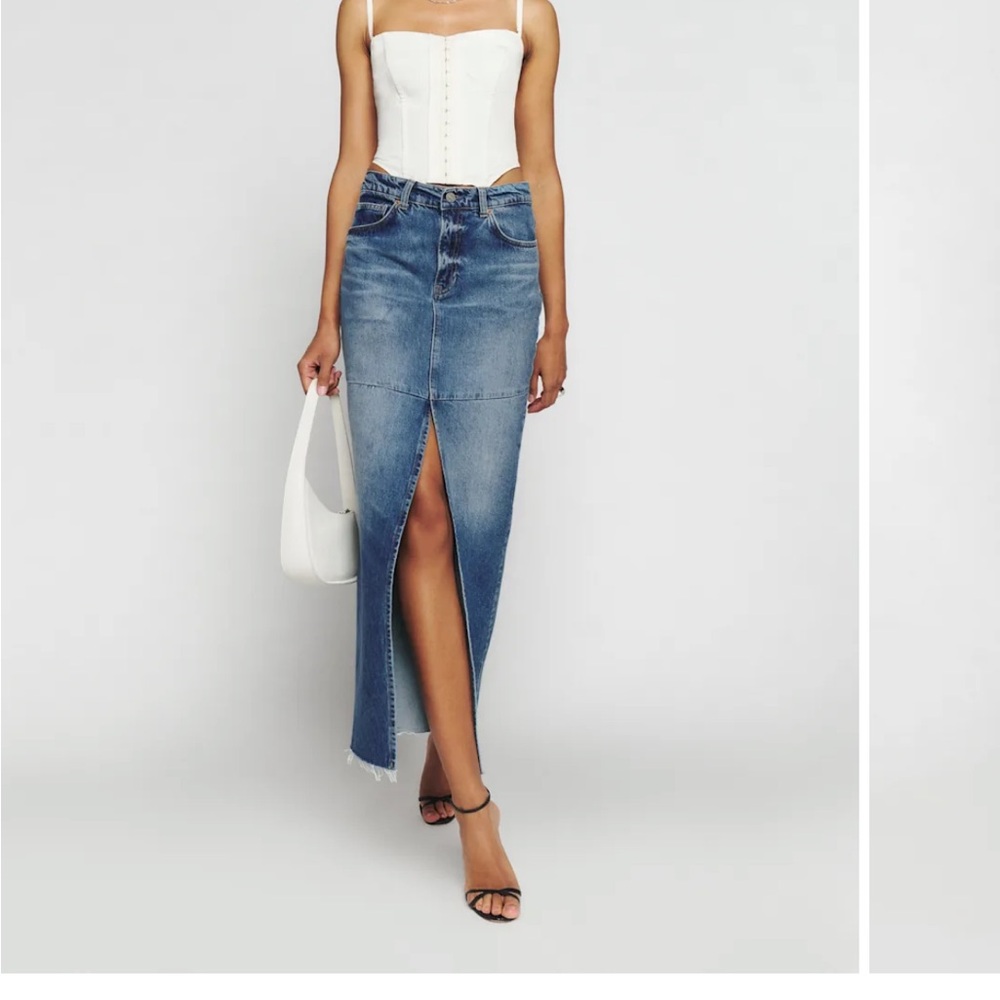 Reformation Blue Denim Maxi Skirt Size 26 - NWT
